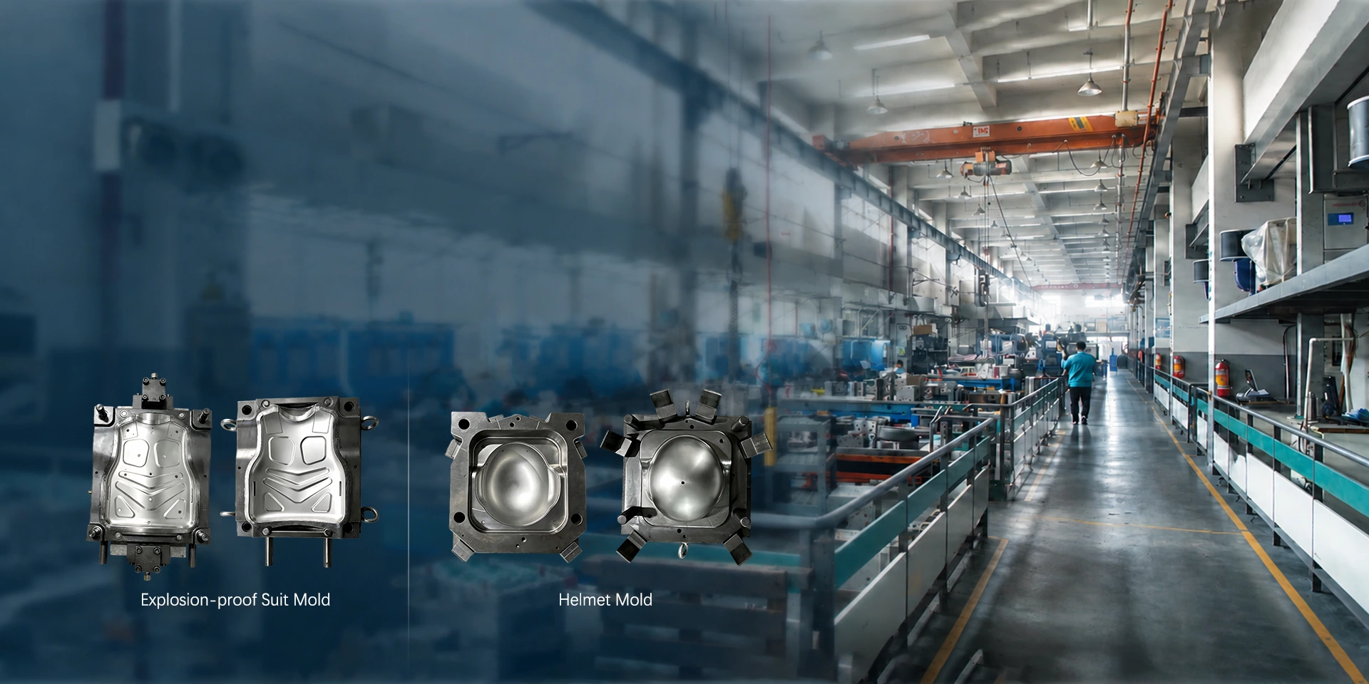 Usine de moules pour casque anti-émeute en Chine